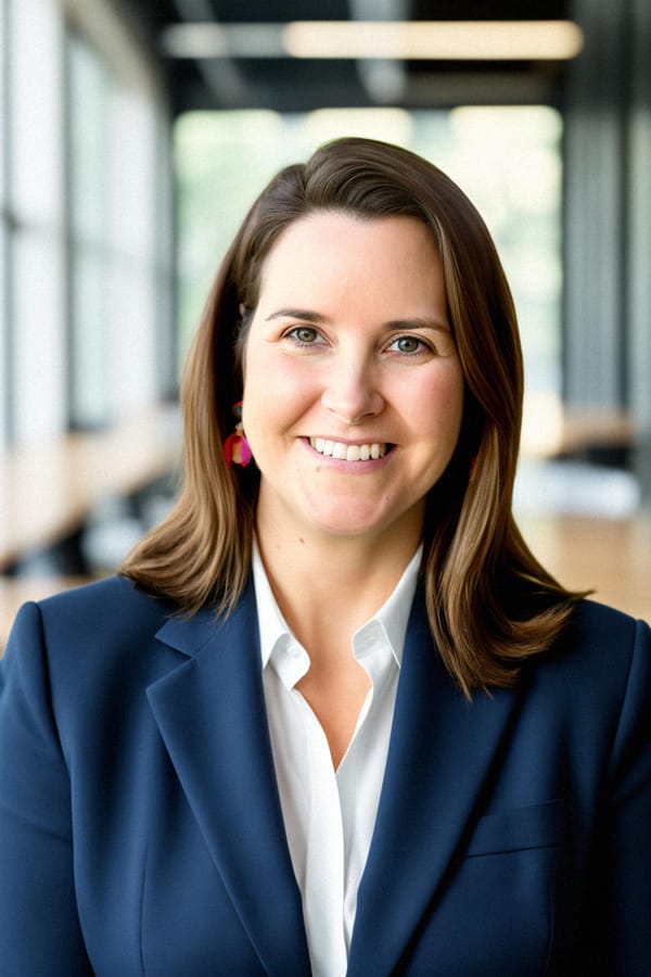 A woman posing for a professional headshot wearing formals